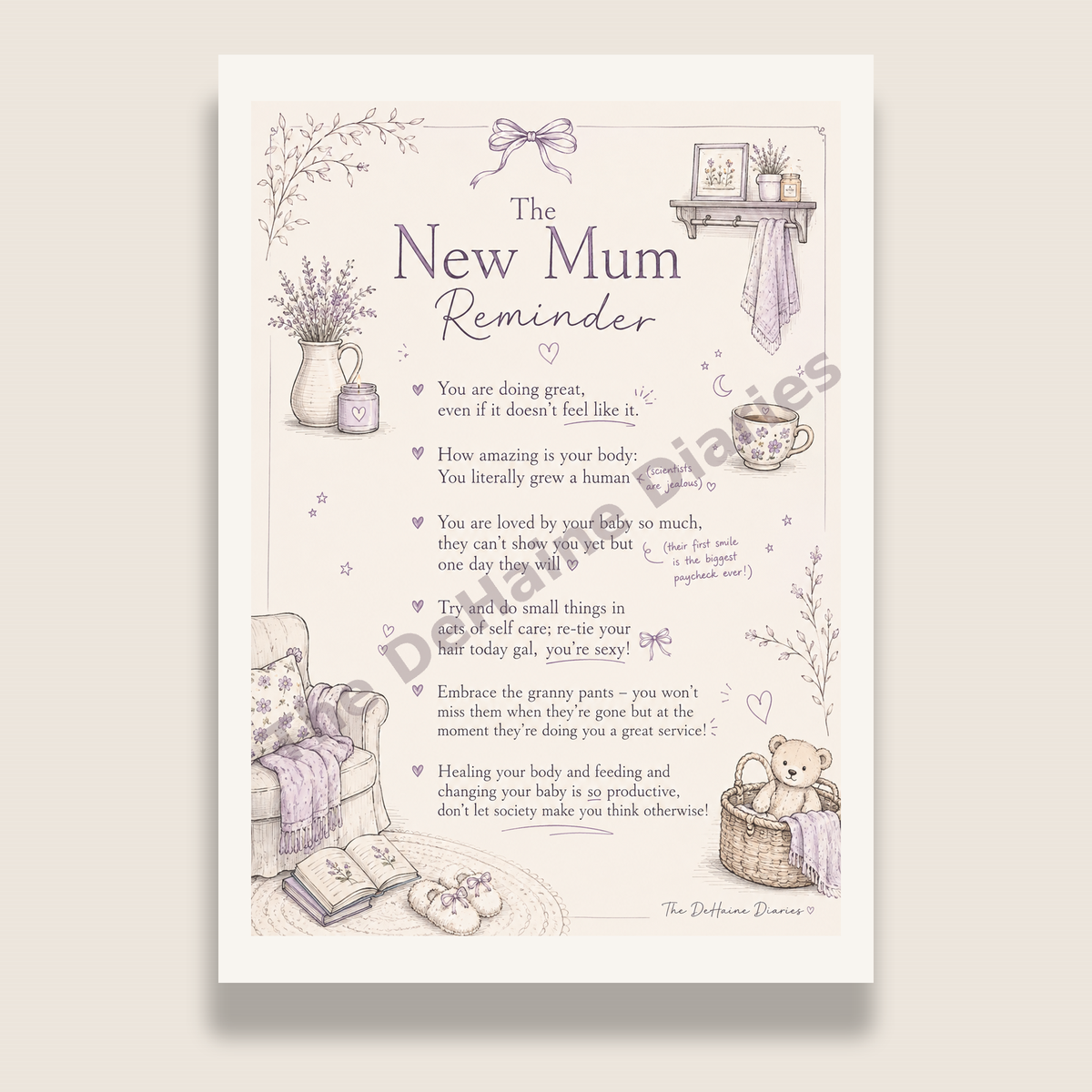 The New Mum Reminder Printable | Encouraging Postpartum Wall Art | Digital Download for New Mothers